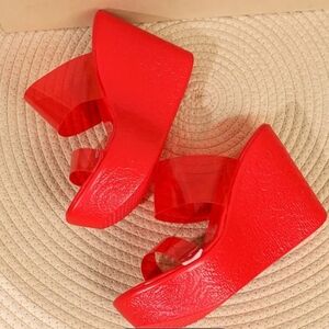 Chic Red Wedge Sandals
